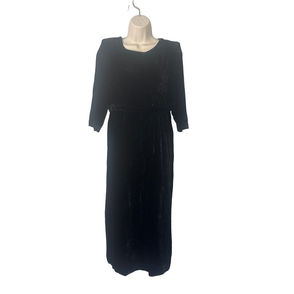NWT Pudding Shop Vintage Velvet Silk Blend Midi Dress‎ Black Size 2
